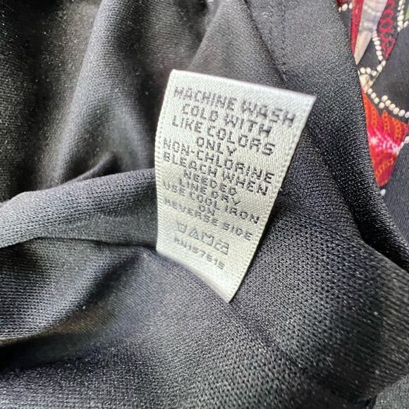 Neiman Marcus Women's Floral Round Neck Long Sleeve Mini Dress Black Red Sz 6 - Picture 10 of 11